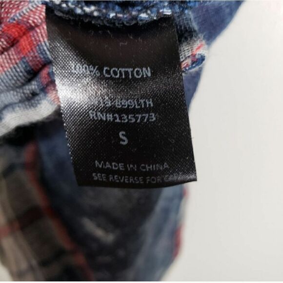 Olivaceous Fall Distressed 100% Cotton Plaid Button Up Holiday Flannel Size S - Picture 5 of 8